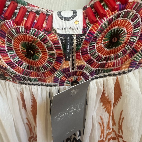 Akemi & Kin Boho Embroidered Sleeveless Beaded Blouse - Cream and Multicolor - Picture 2 of 8